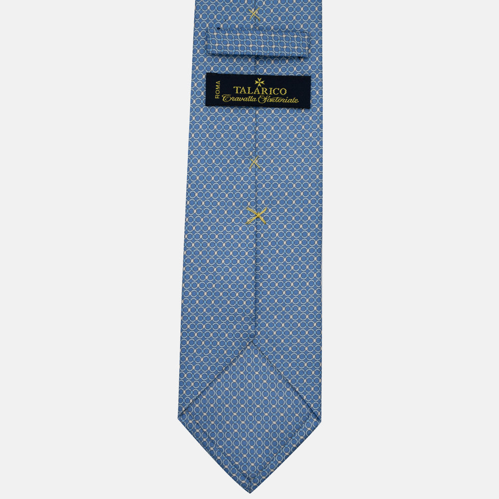 3-Fold Silk Tie, Chain Pattern, Light Blue - JA057080-3