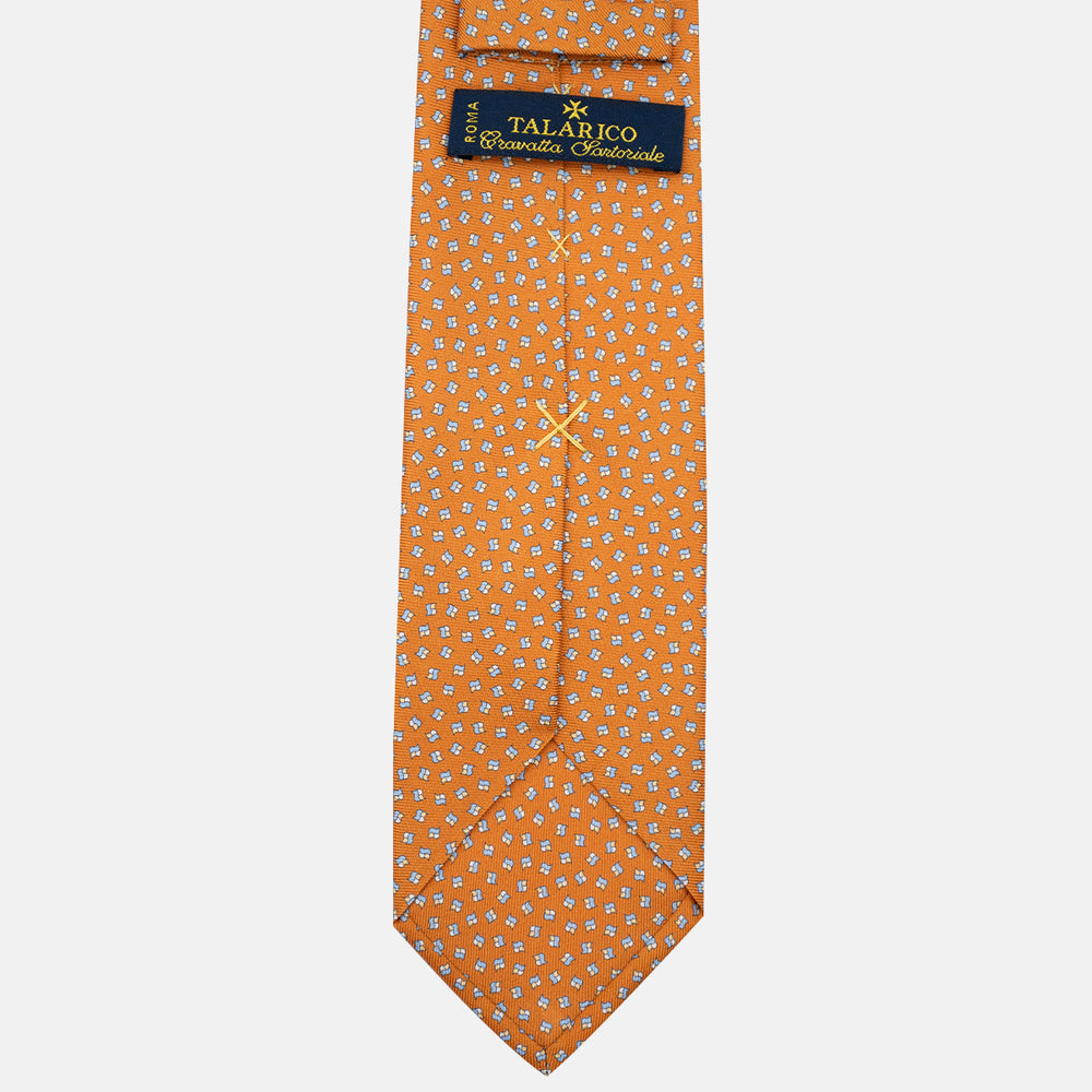 3-Fold Silk Tie, Micro Pattern, Orange - JA056667-3