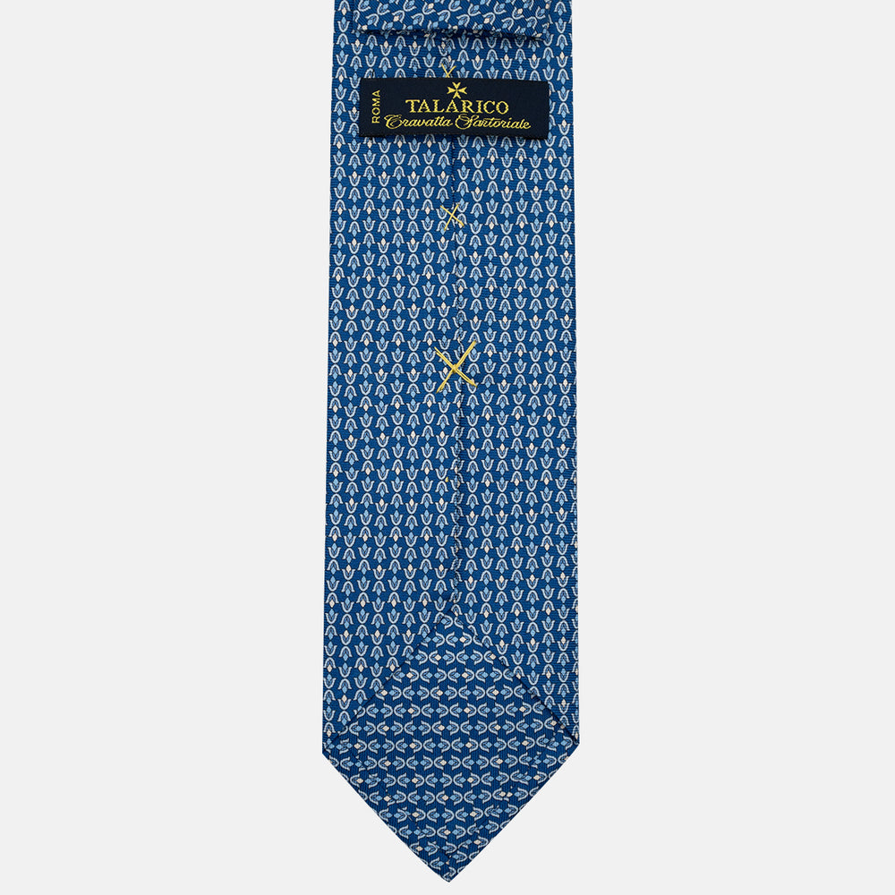 3-Fold Silk Tie, Floral Pattern, Light Blue - JA056338-3