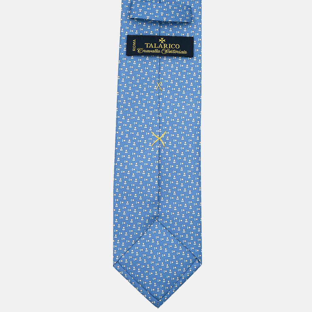 3-Fold Silk Tie, Micro Pattern, Light Blue - JC057248-3