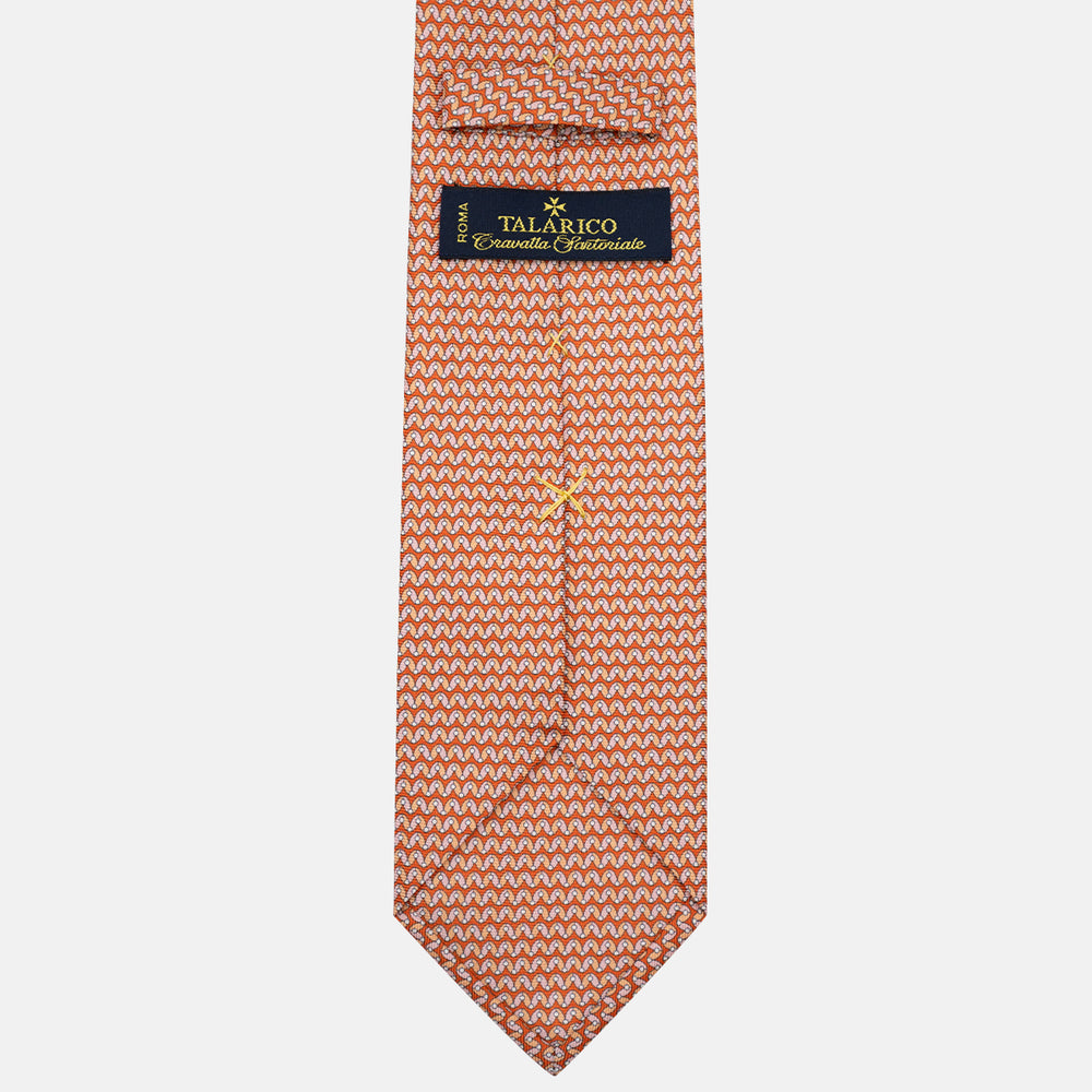 3-Fold Silk Tie, Geometric Pattern, Orange - JA056675-3