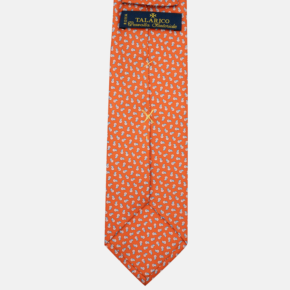 3-Fold Silk Tie, Micro Pattern, Orange - JA056129-3