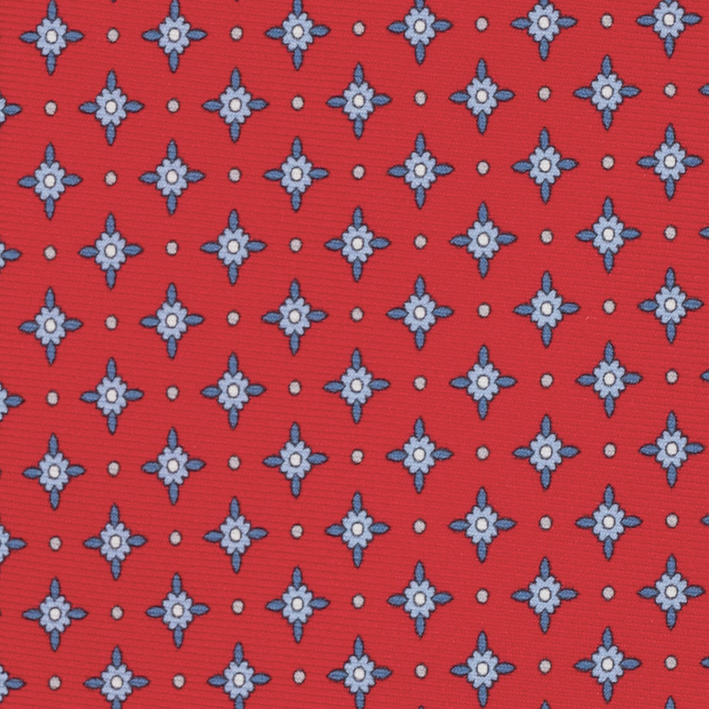 1999 Collection Tie in Floral Pattern Twill Silk Red Light Blue