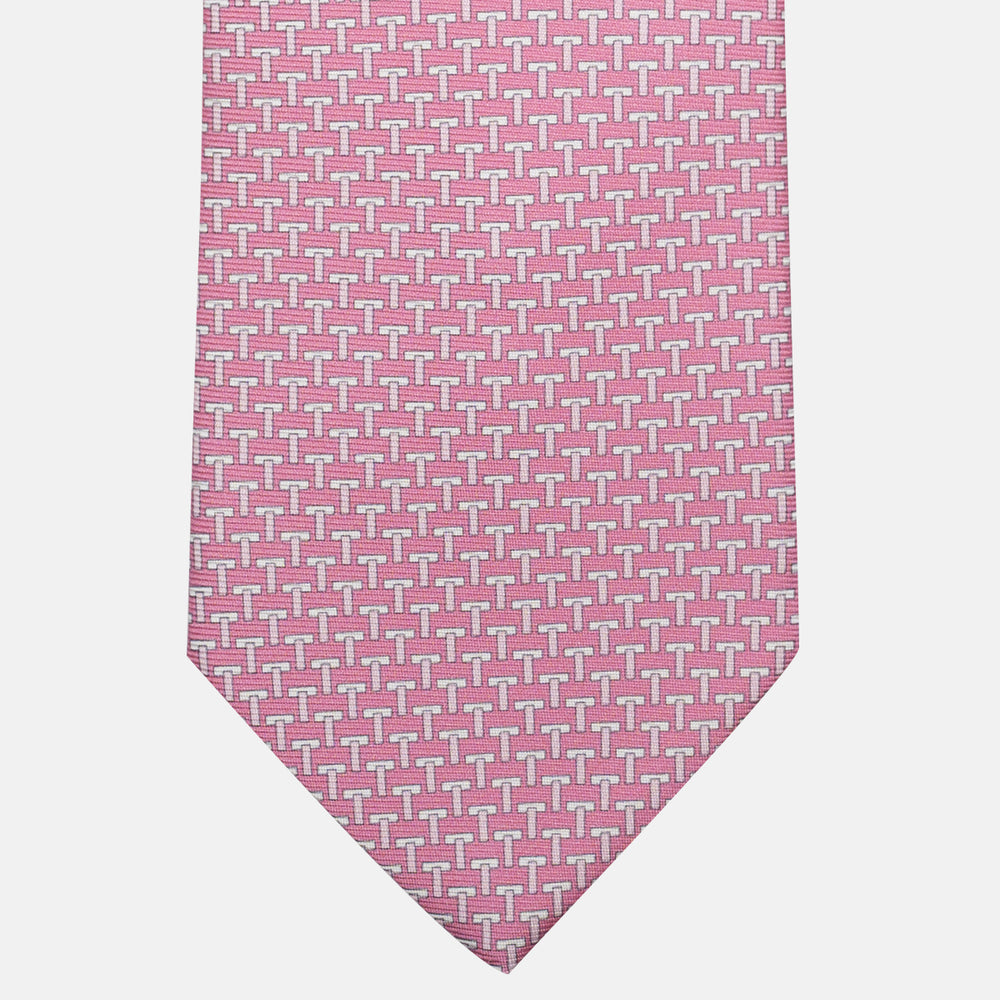 Cravatta Classica Uomo Quadri Rossi/Viola/Bianchi – Taglio Classico 150x8 Cm – Senza Marca