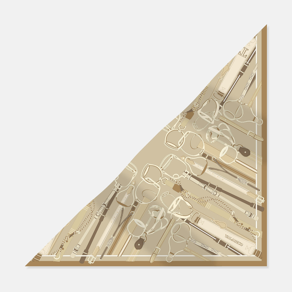 Foulard Triangolo In Seta Twill Briglie d'Autunno