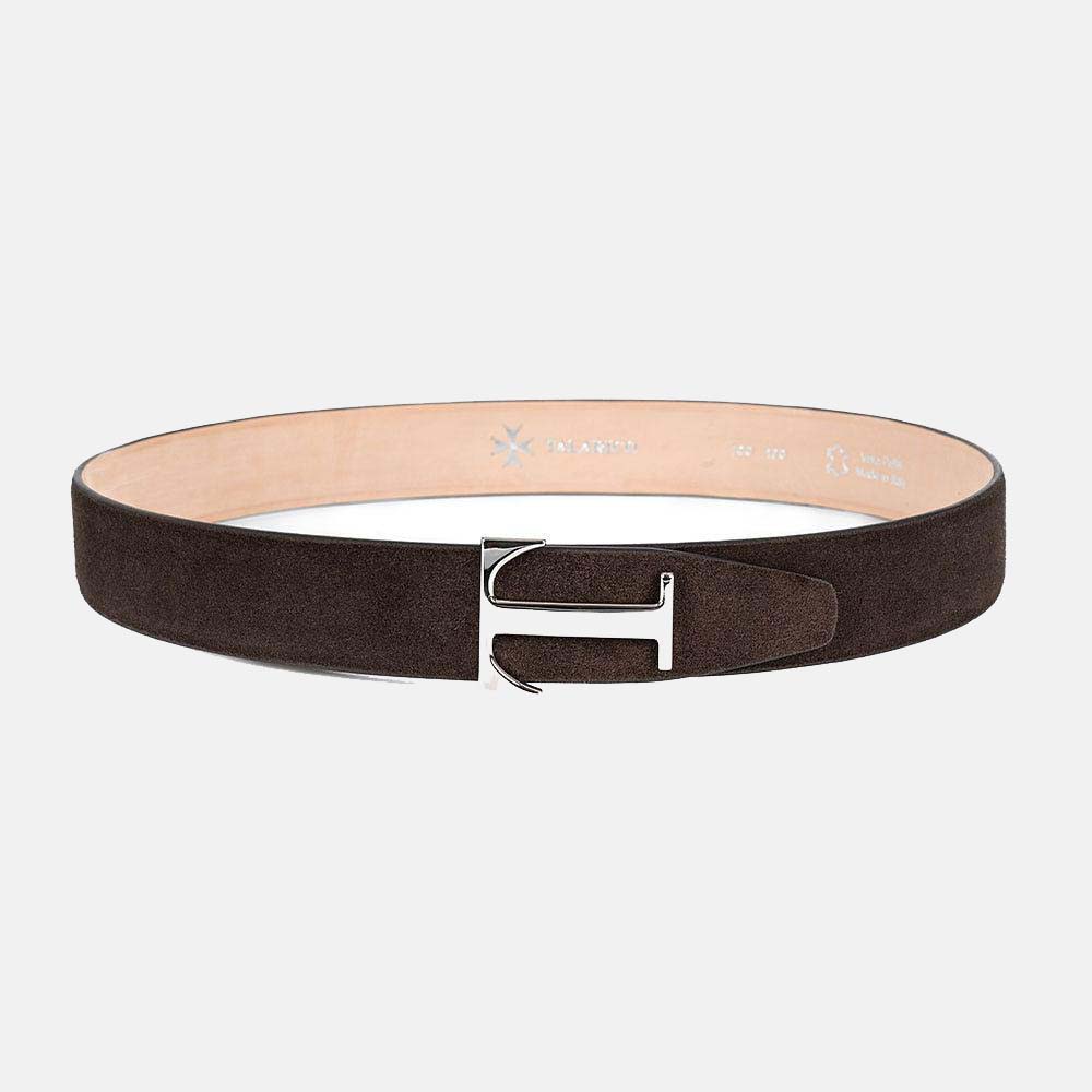 Ceinture à boucle en T en cuir Nabuk