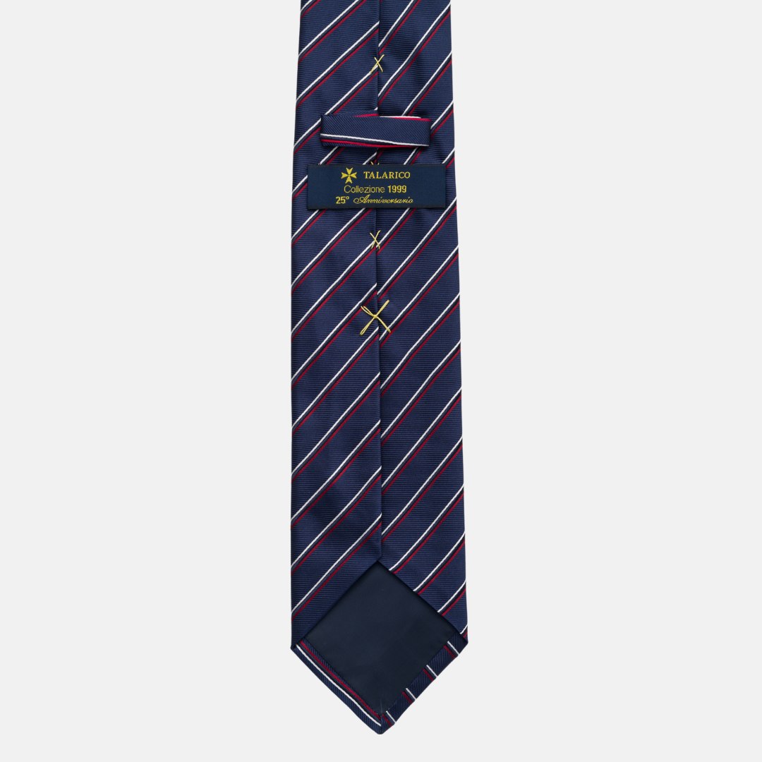 Cravatta Collezione 1999 in Seta Pesante Blu con Righe Sottili