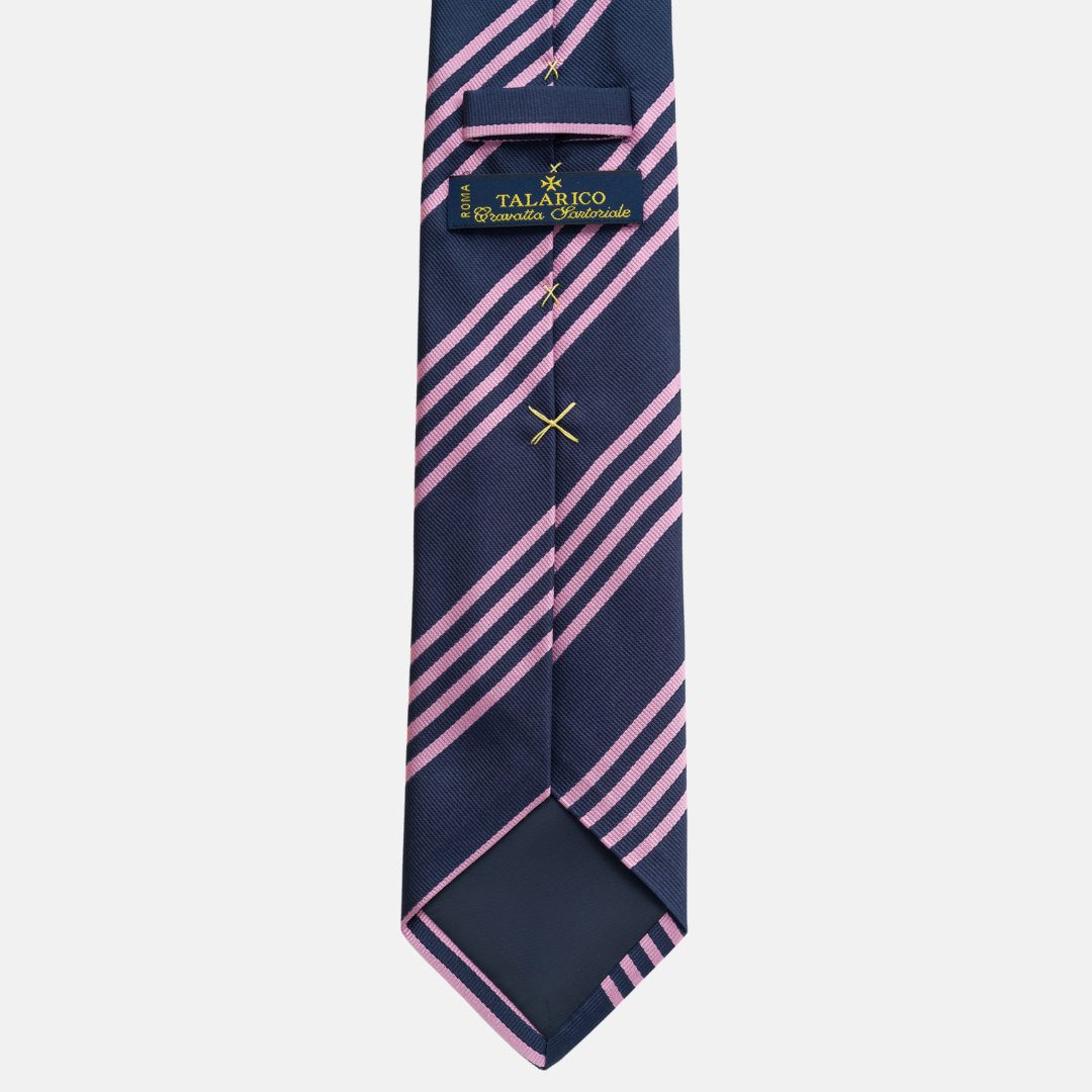 Regimental Blue Pink Silk Tie TAL 535