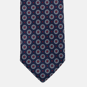 1999 Collection Tie in Heavy Silk Blue & Red Geometric Pattern JD07