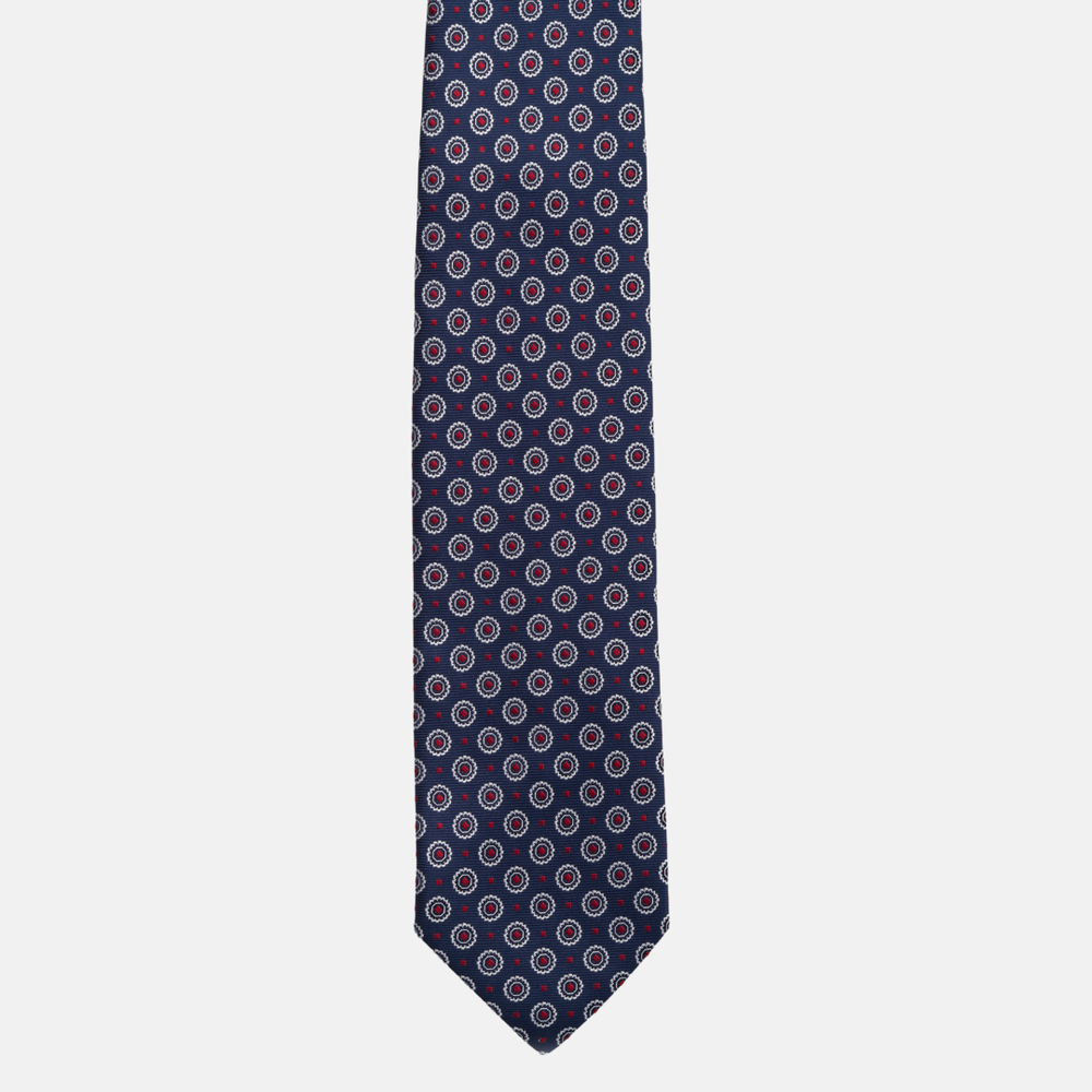 1999 Collection Tie in Heavy Blue Silk with Geometric Pattern