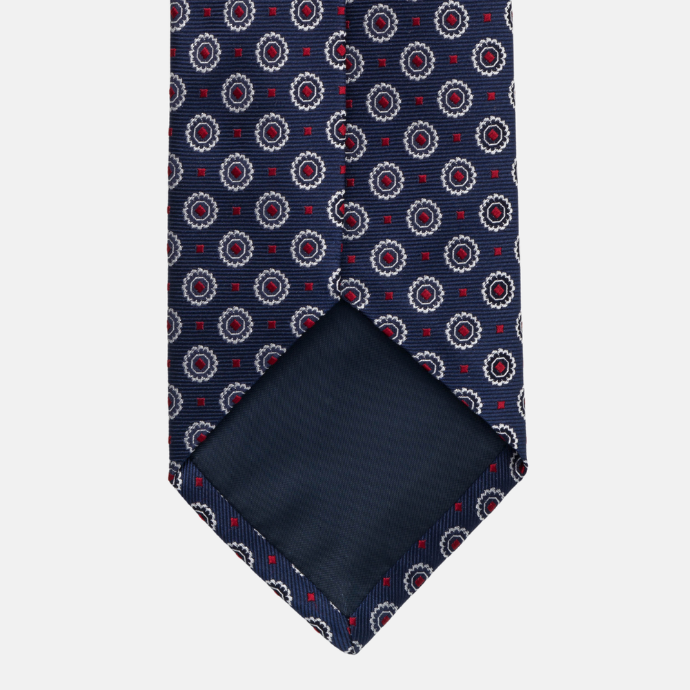 1999 Collection Tie in Heavy Blue Silk with Geometric Pattern