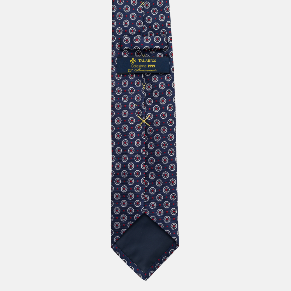 1999 Collection Tie in Heavy Blue Silk with Geometric Pattern