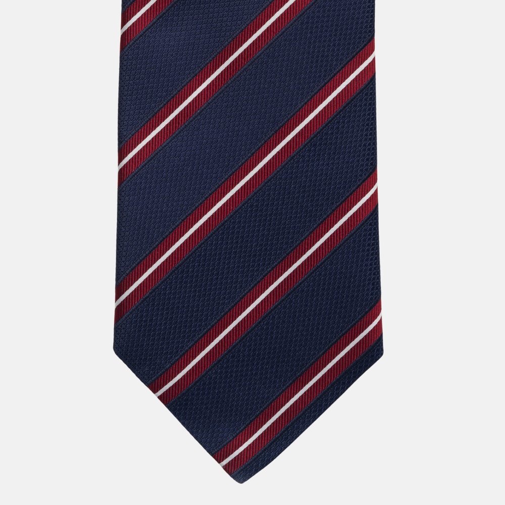 1999 Collection Heavy Silk Blue Tie with Double Stripes