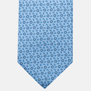 3-Fold Silk Tie, Floral Pattern, Light Blue - JA057079-4