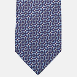 3-Fold Silk Tie, Geometric Pattern, Blue - JA055920-4