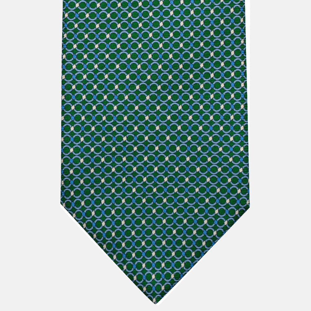 3-Fold Silk Tie, Chain Pattern, Green - JA057080-4