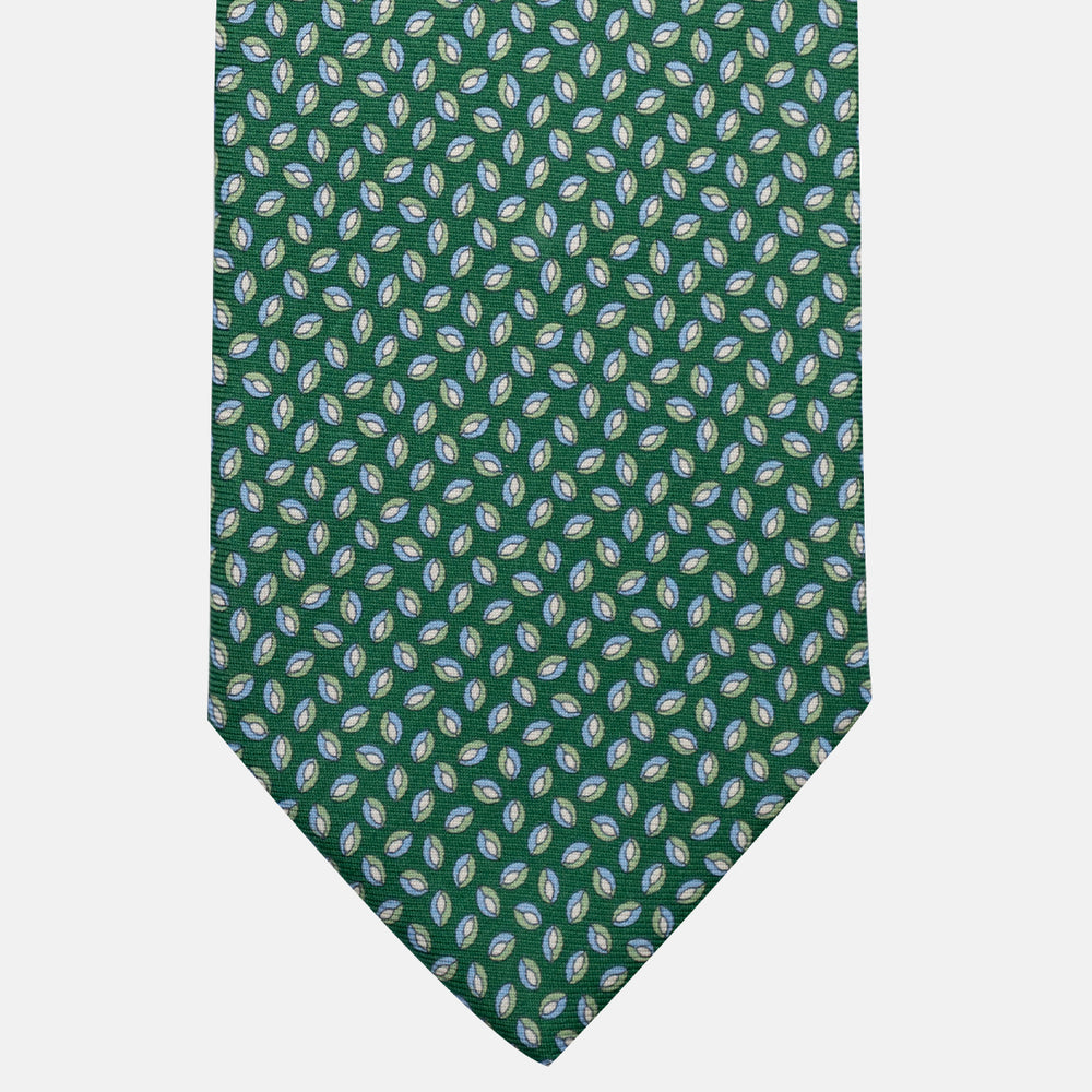 3-Fold Silk Tie, Micro Pattern, Green - JA056126-4