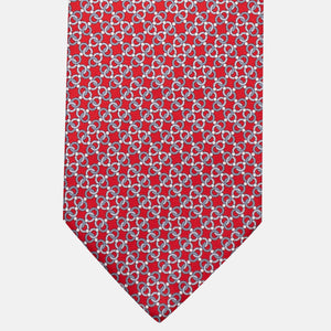 3-Fold Silk Tie, Chain Pattern, Red - JA055937-4