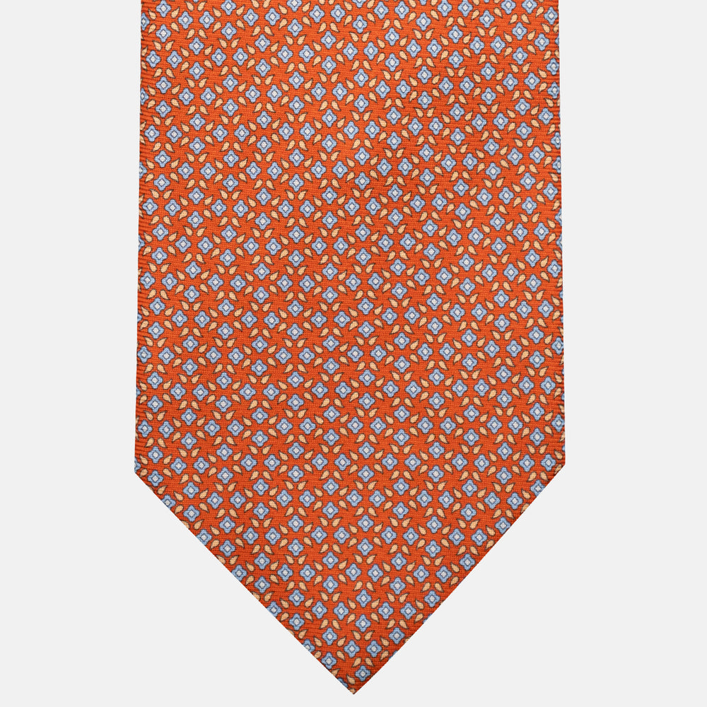 3-Fold Silk Tie, Floral Pattern, Orange - JA056130-4