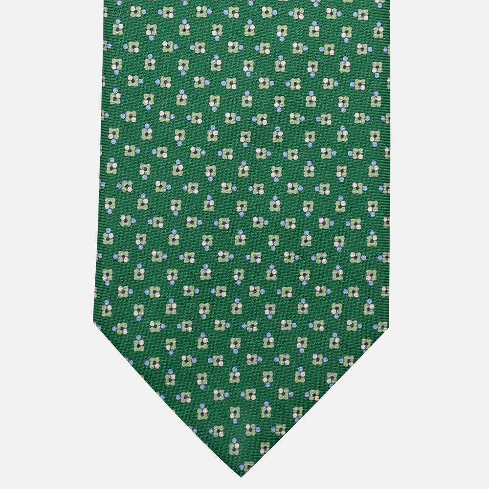 3-Fold Silk Tie, Floral Pattern, Green - JA057247-4