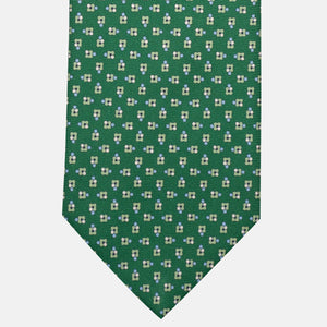 3-Fold Silk Tie, Floral Pattern, Green - JA057247-4