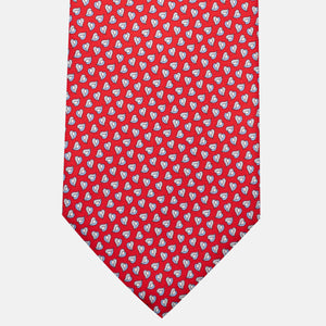 3-Fold Silk Tie, Micro Pattern, Red - JA056125-4