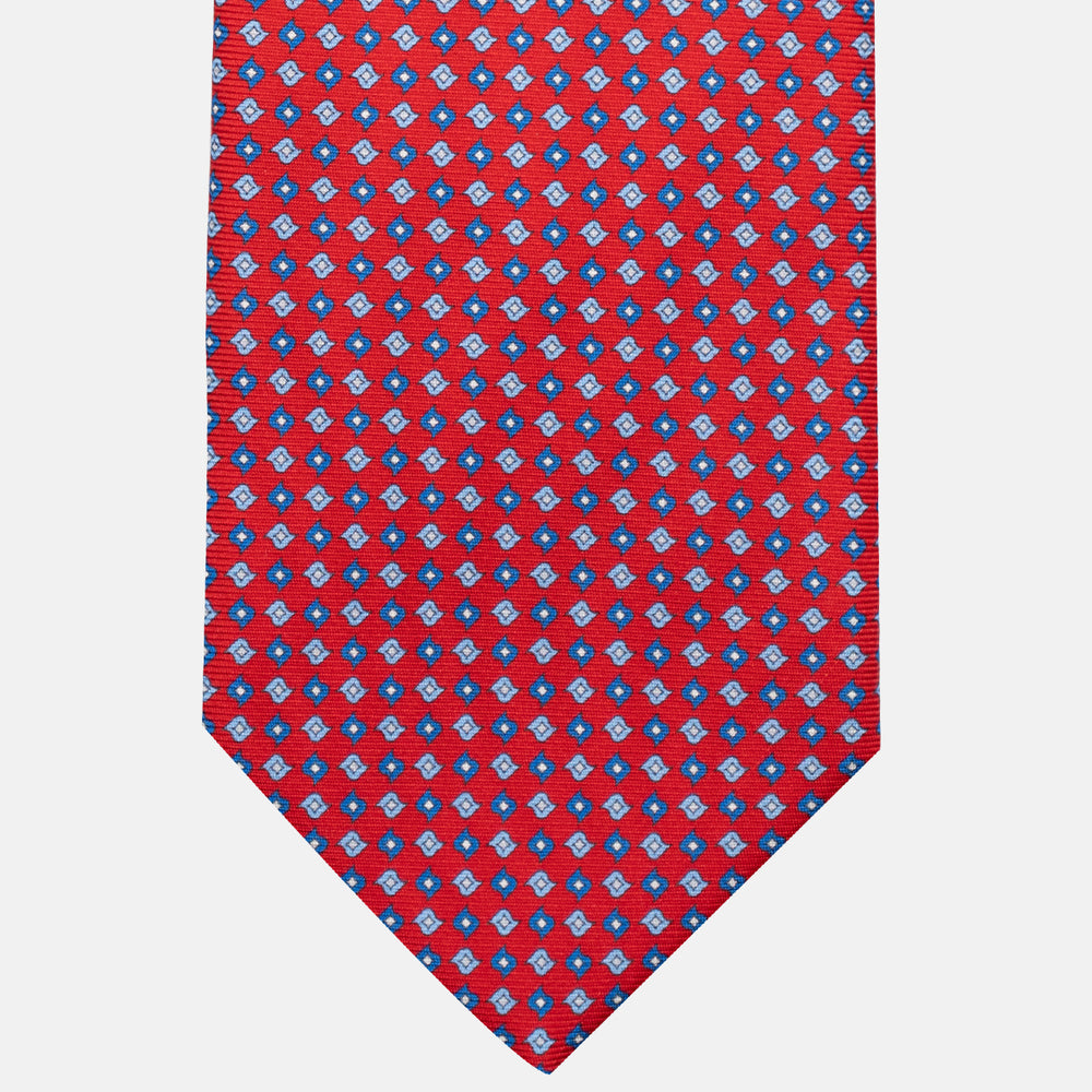 3-Fold Silk Tie, Micro Pattern, Red - JA056673-4