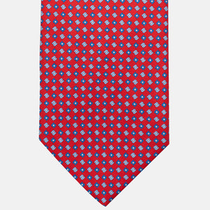 3-Fold Silk Tie, Micro Pattern, Red - JA056673-4