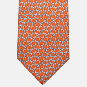 3-Fold Silk Tie, Floral Pattern, Orange - JA056337-4