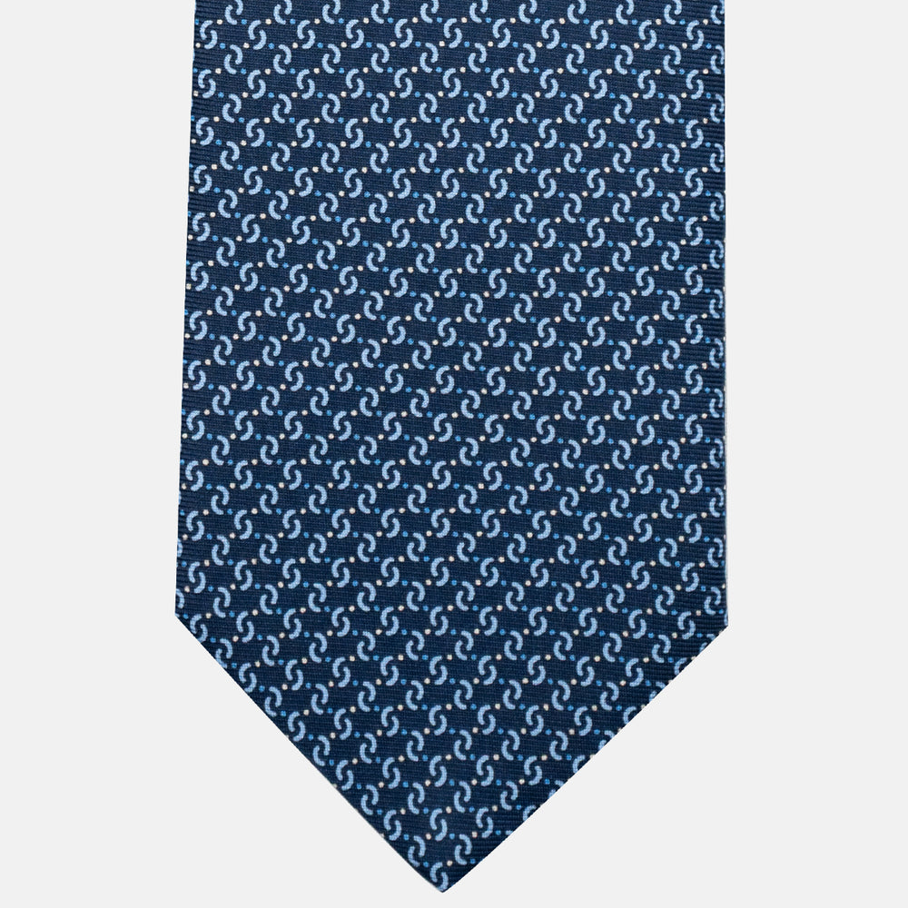 3-Fold Silk Tie, Geometric Pattern, Light Blue - JA056669-4