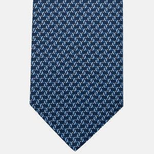 3-Fold Silk Tie, Geometric Pattern, Light Blue - JA056669-4