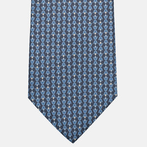 3-Fold Silk Tie, Floral Pattern, Light Blue Grey - JA056338-4