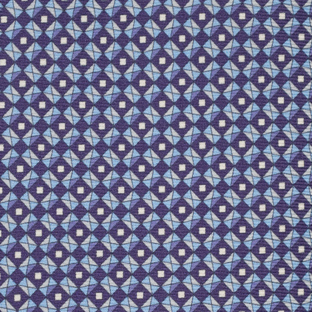 3-Fold Silk Tie, Geometric Pattern, Blue - JA055920-4