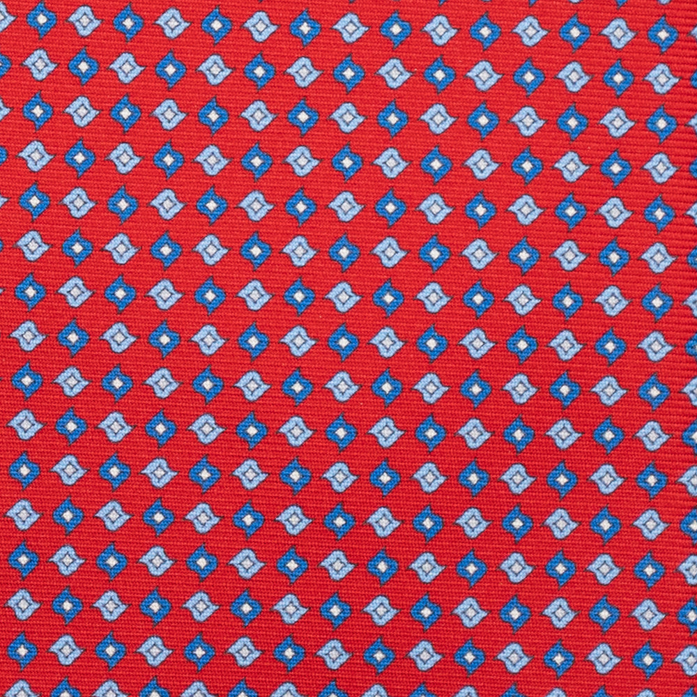 3-Fold Silk Tie, Micro Pattern, Red - JA056673-4