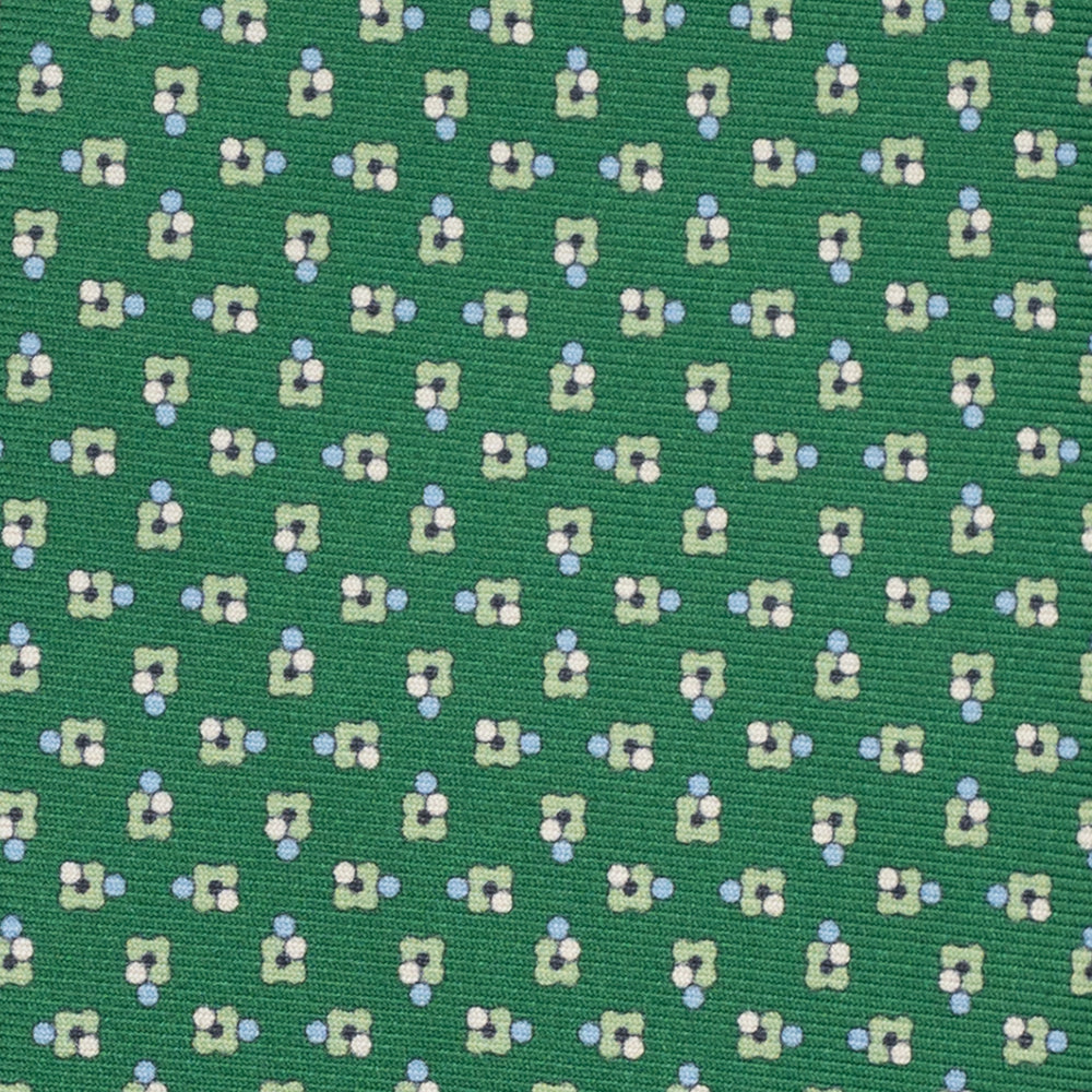 3-Fold Silk Tie, Floral Pattern, Green - JA057247-4
