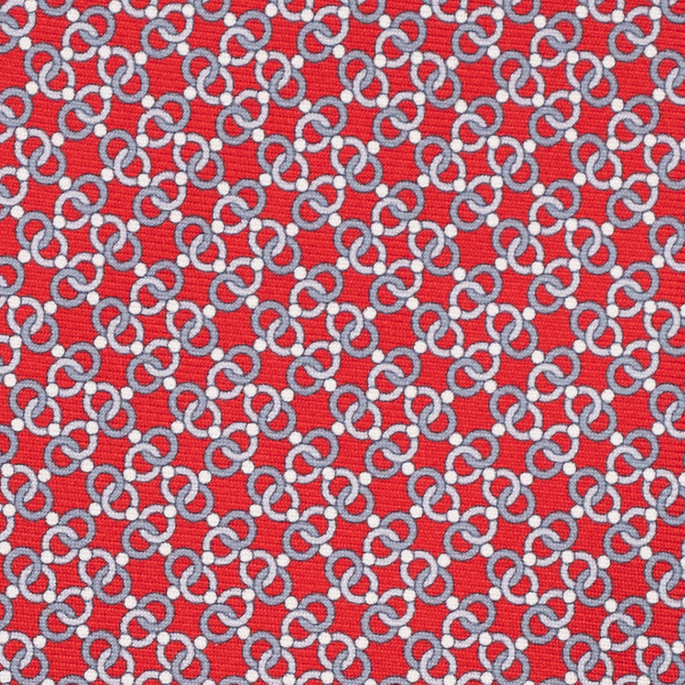 3-Fold Silk Tie, Chain Pattern, Red - JA055937-4