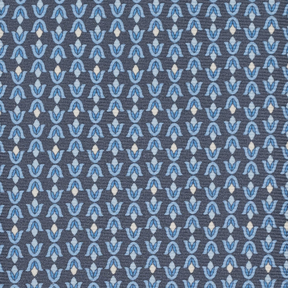 3-Fold Silk Tie, Floral Pattern, Light Blue Grey - JA056338-4
