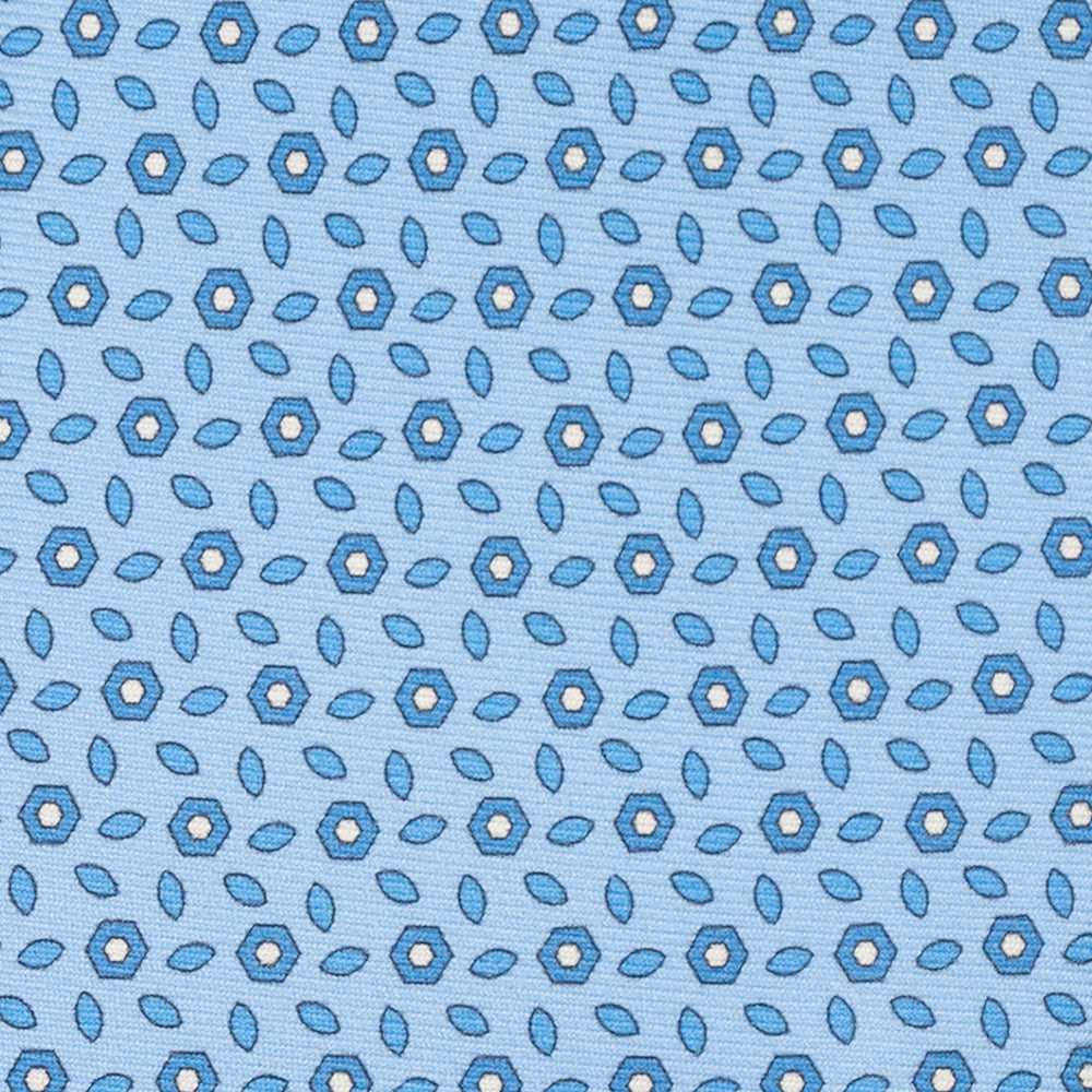 3-Fold Silk Tie, Floral Pattern, Light Blue - JA057079-4