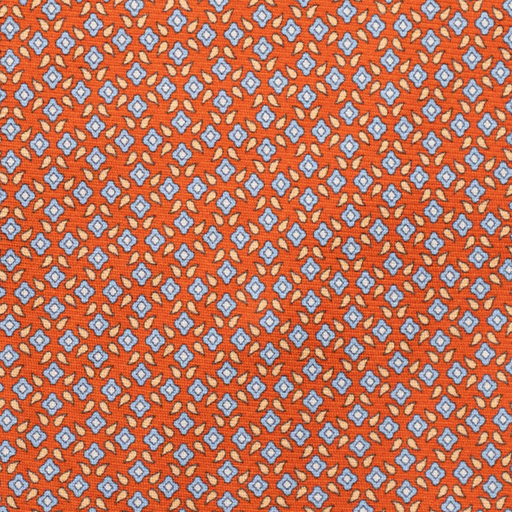 3-Fold Silk Tie, Floral Pattern, Orange - JA056130-4