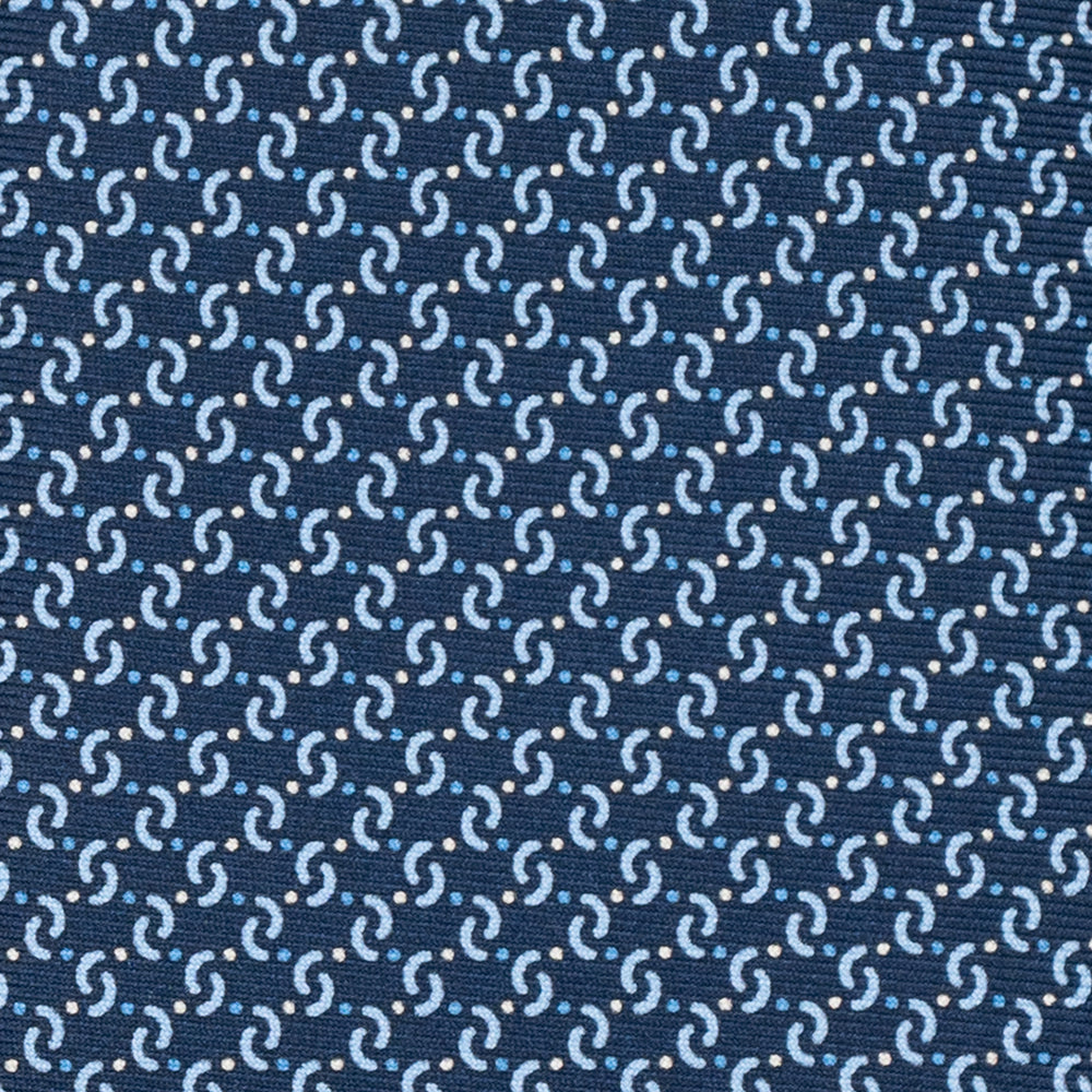 3-Fold Silk Tie, Geometric Pattern, Light Blue - JA056669-4