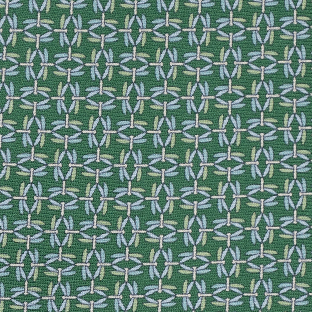 Cravatta 3 pieghe in Seta, Fantasia Geometrica, Verde - JC056226-4