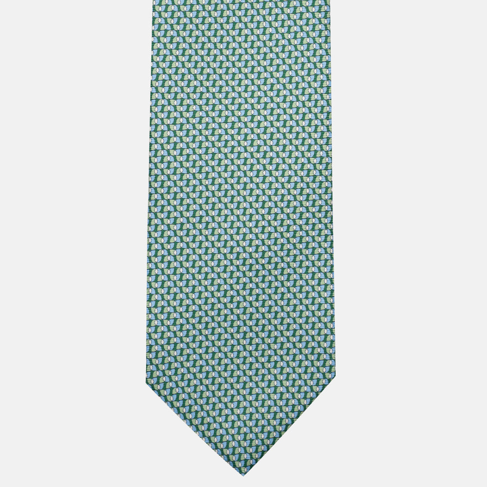 3-Fold Silk Tie, Geometric Pattern, Green - JA056123-4