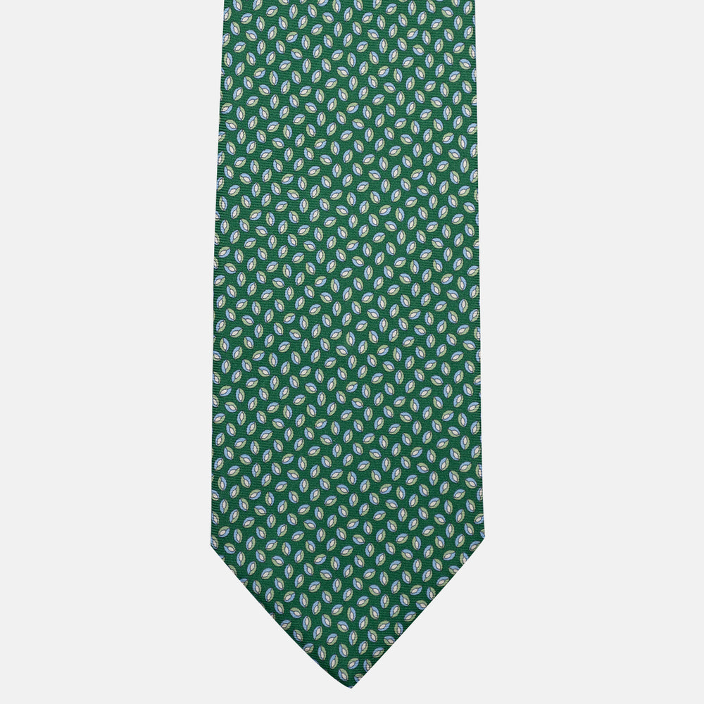 3-Fold Silk Tie, Micro Pattern, Green - JA056126-4