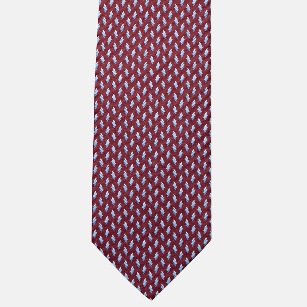 3-Fold Silk Tie, Micro Pattern, Bordeaux - JC055938-4