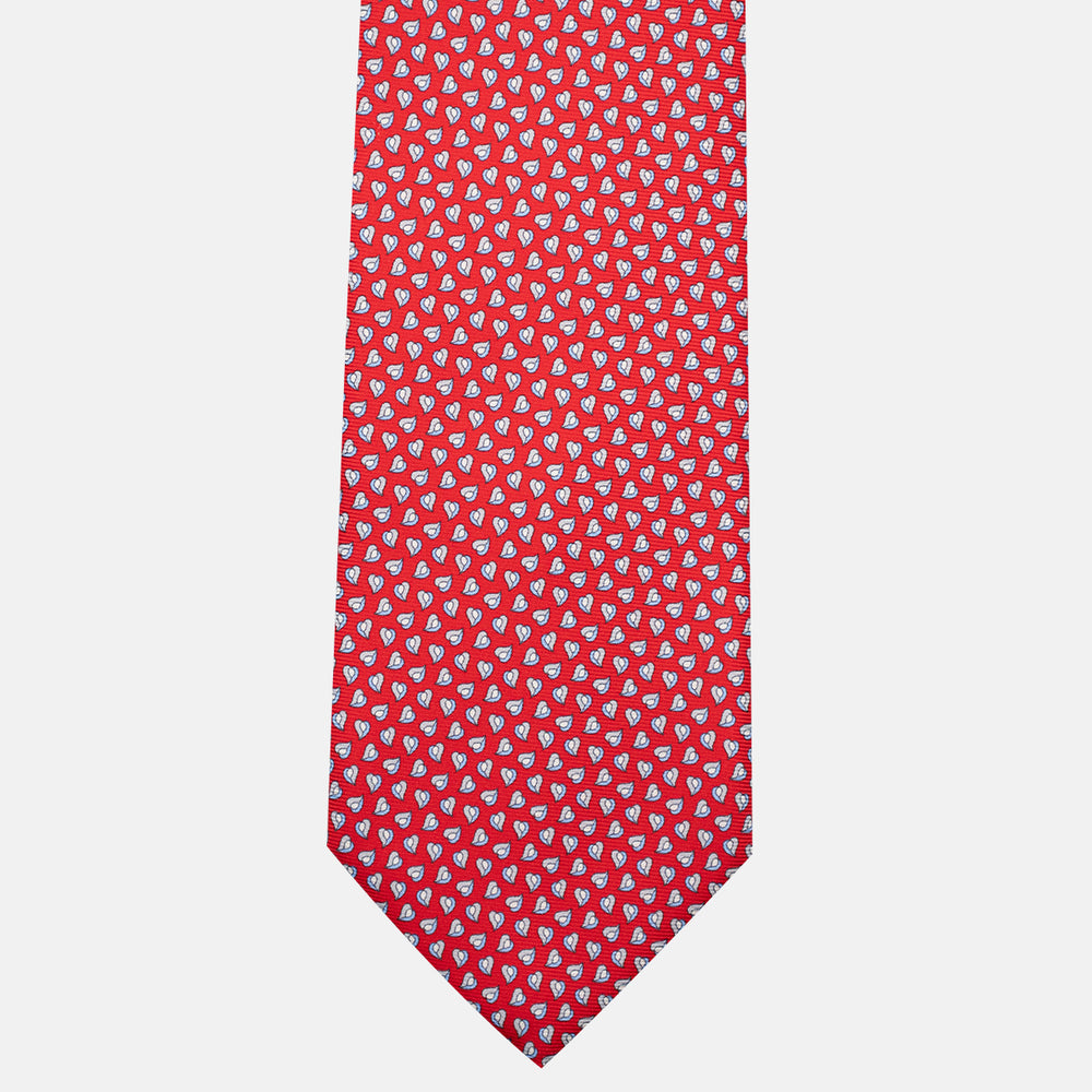 3-Fold Silk Tie, Micro Pattern, Red - JA056125-4