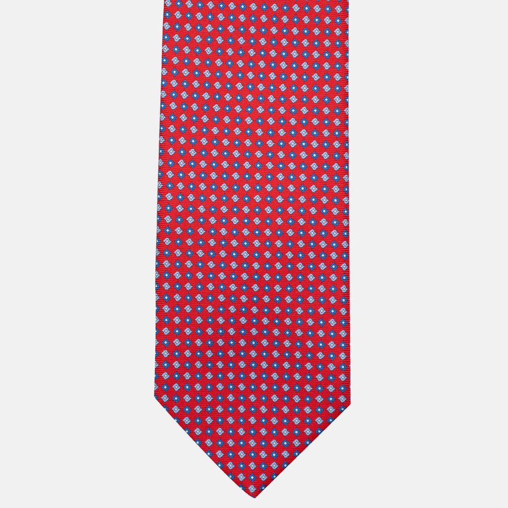 3-Fold Silk Tie, Micro Pattern, Red - JA056673-4