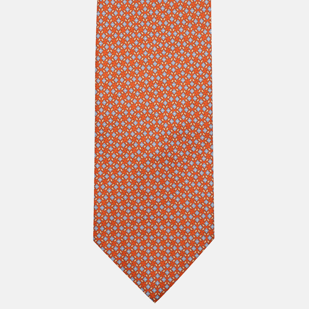 3-Fold Silk Tie, Floral Pattern, Orange - JA056130-4