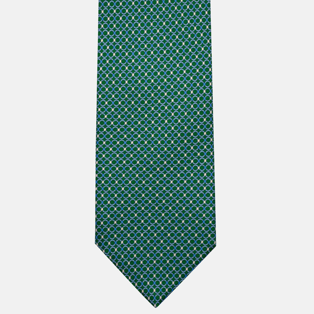 3-Fold Silk Tie, Chain Pattern, Green - JA057080-4