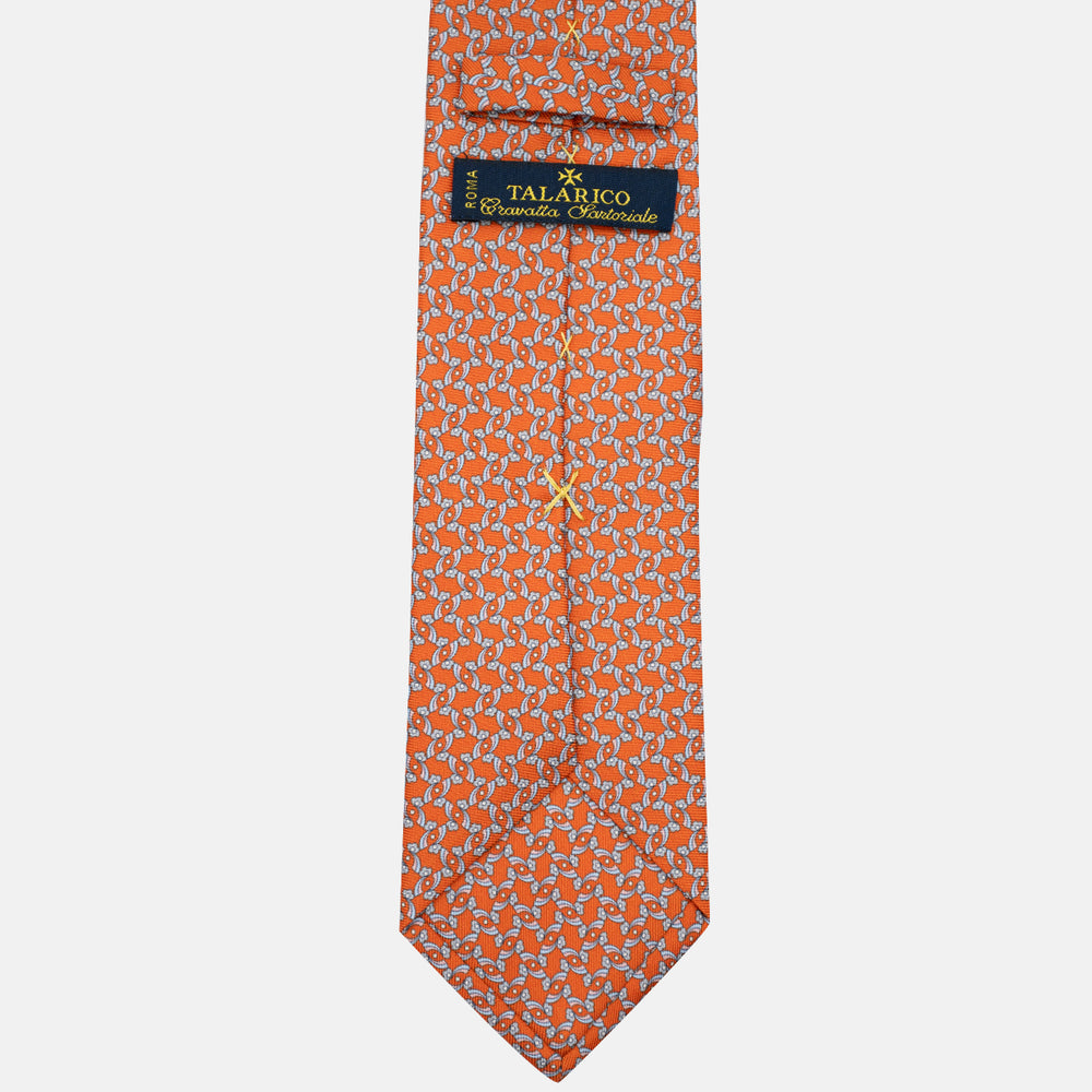 3-Fold Silk Tie, Floral Pattern, Orange - JA056337-4