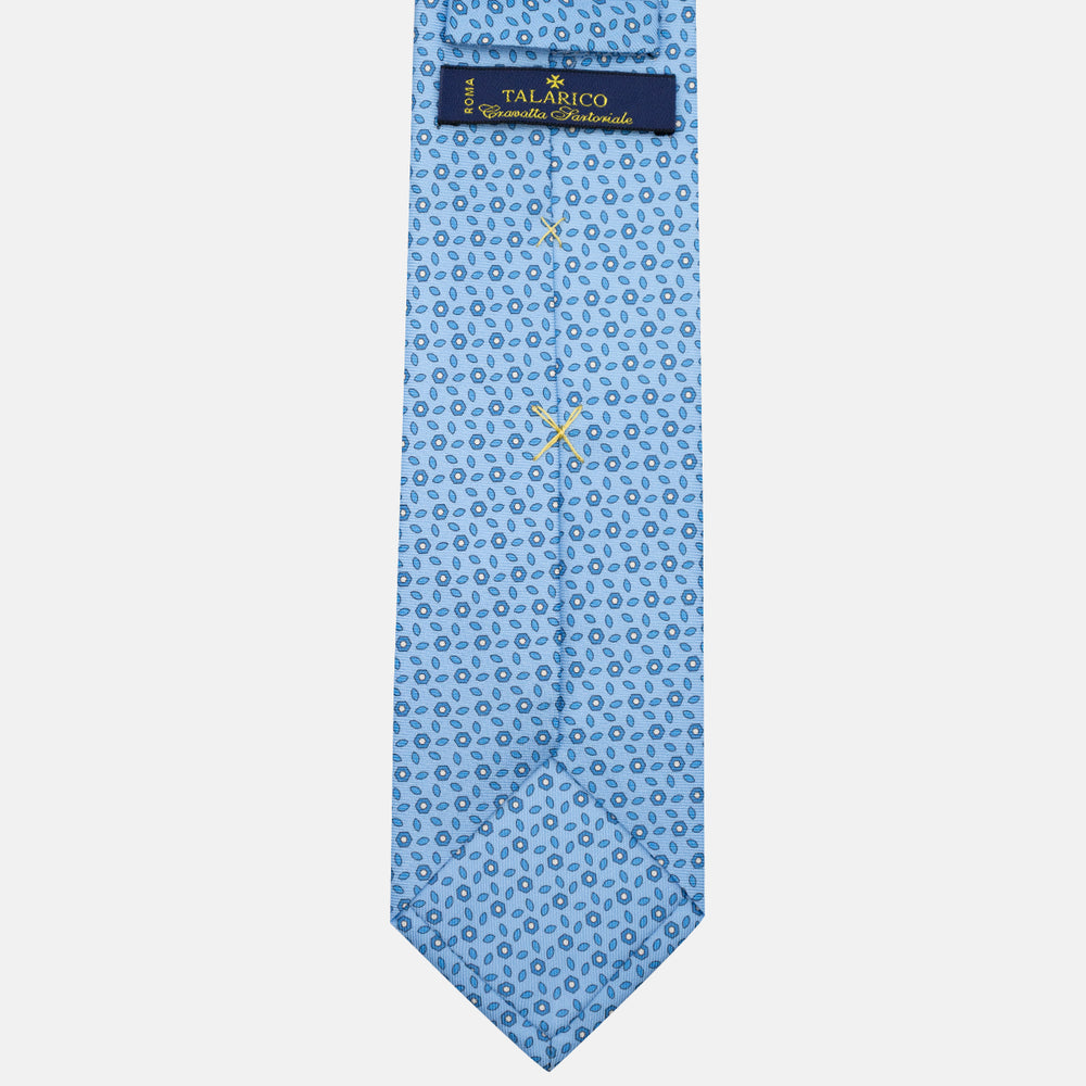 3-Fold Silk Tie, Floral Pattern, Light Blue - JA057079-4